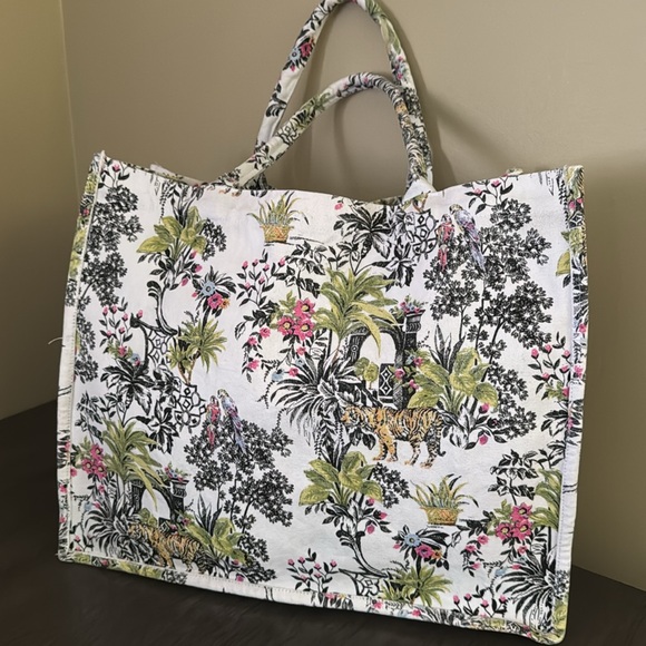 Handbags - Exclusive Floral Jungle Print Tote Shopping Bag Travel Material Sturdy Cotton
